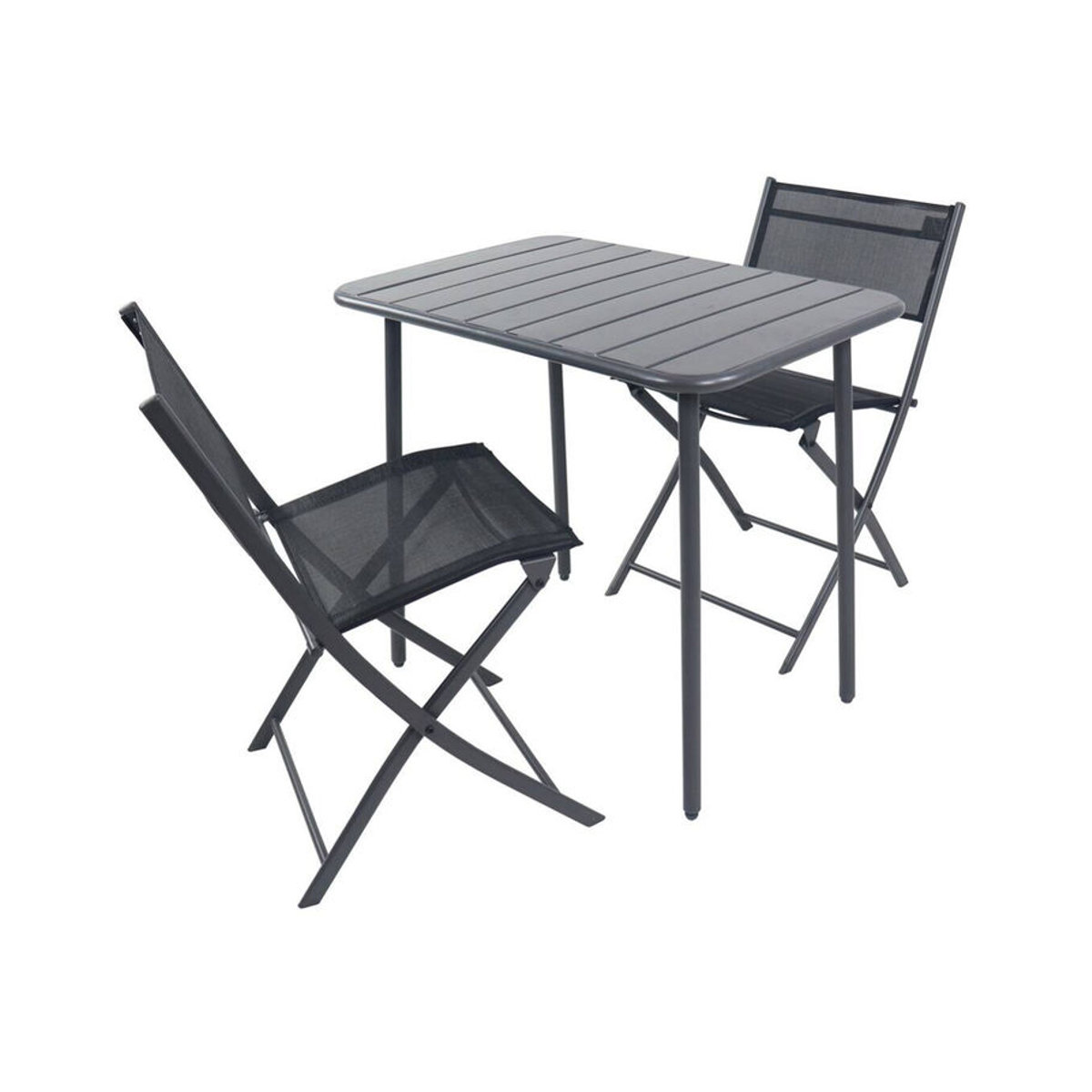 VCM 3-teiliges Balkonmöbel Set Sumila in Schwarz aus Metall und Stoff, wetterbeständig und modern, B/H/T: 80 x 72 x 55 cm - Bild 3