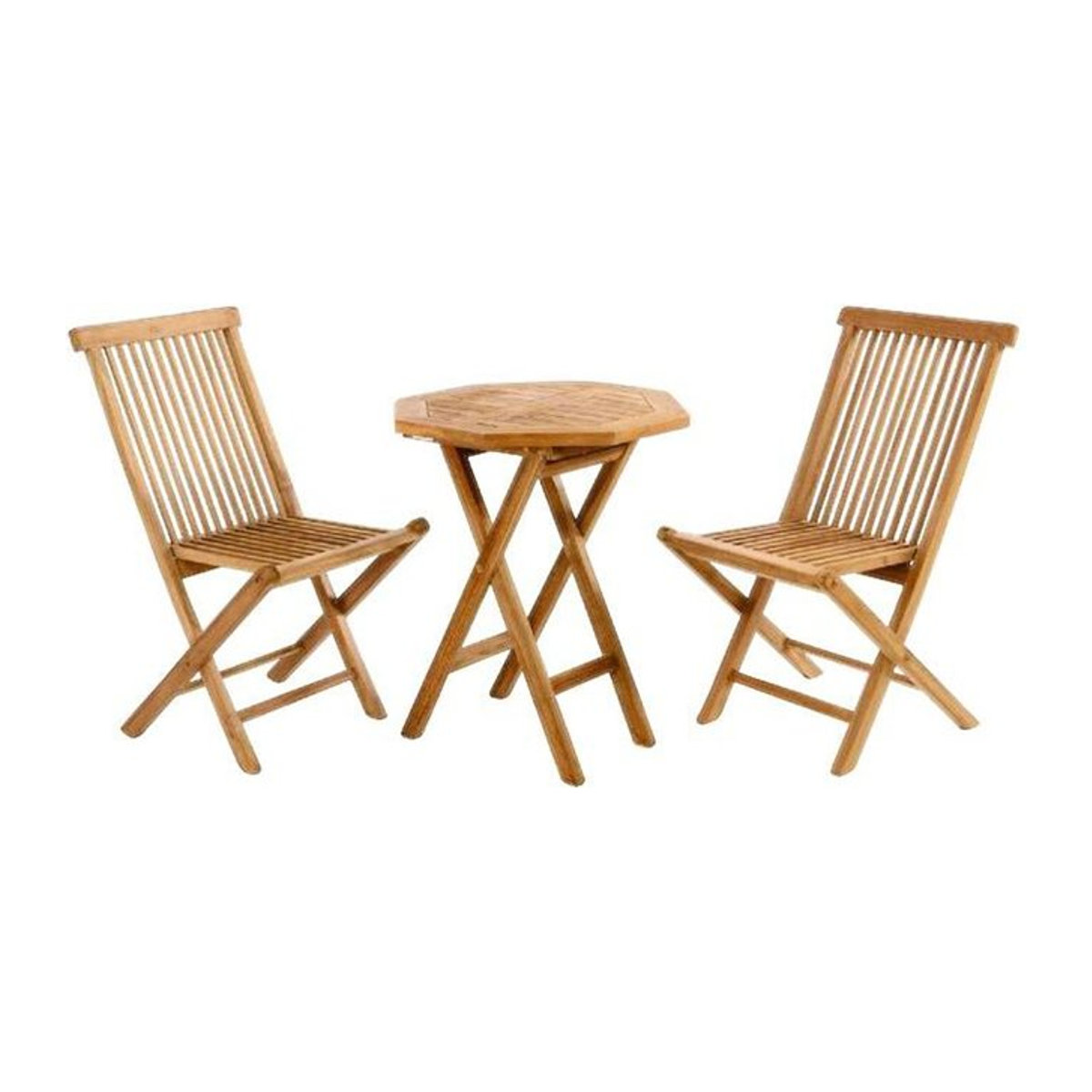 VCM 3-tlg. Balkonset aus Teakholz in Braun mit Tisch und Klappstühlen, B/H/T: 46 x 89 x 62 cm - Bild 1