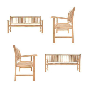 VCM 4-Sitzer Gartenbank aus Teak Massivholz in Braun im Landhausstil, B: 60 cm, H: 90 cm, L: 180 cm