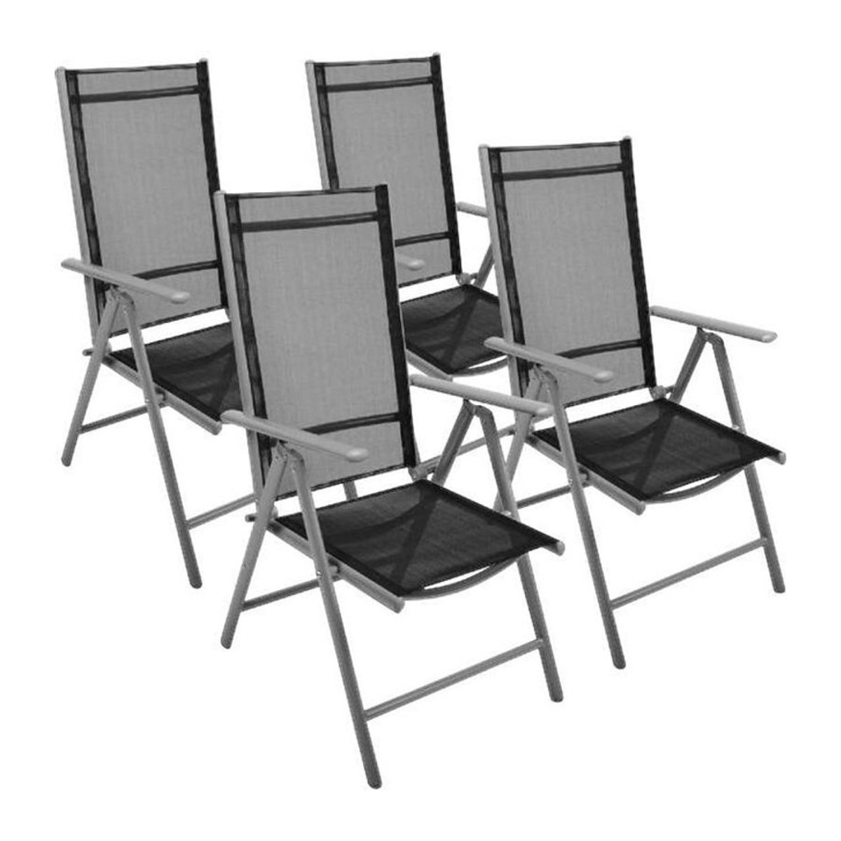 VCM 4er Set Klappstühle Gartenstühle aus Aluminium und Mesh in Schwarz und Grau, B/H/T: 56 x 105 x 65 cm - Bild 1