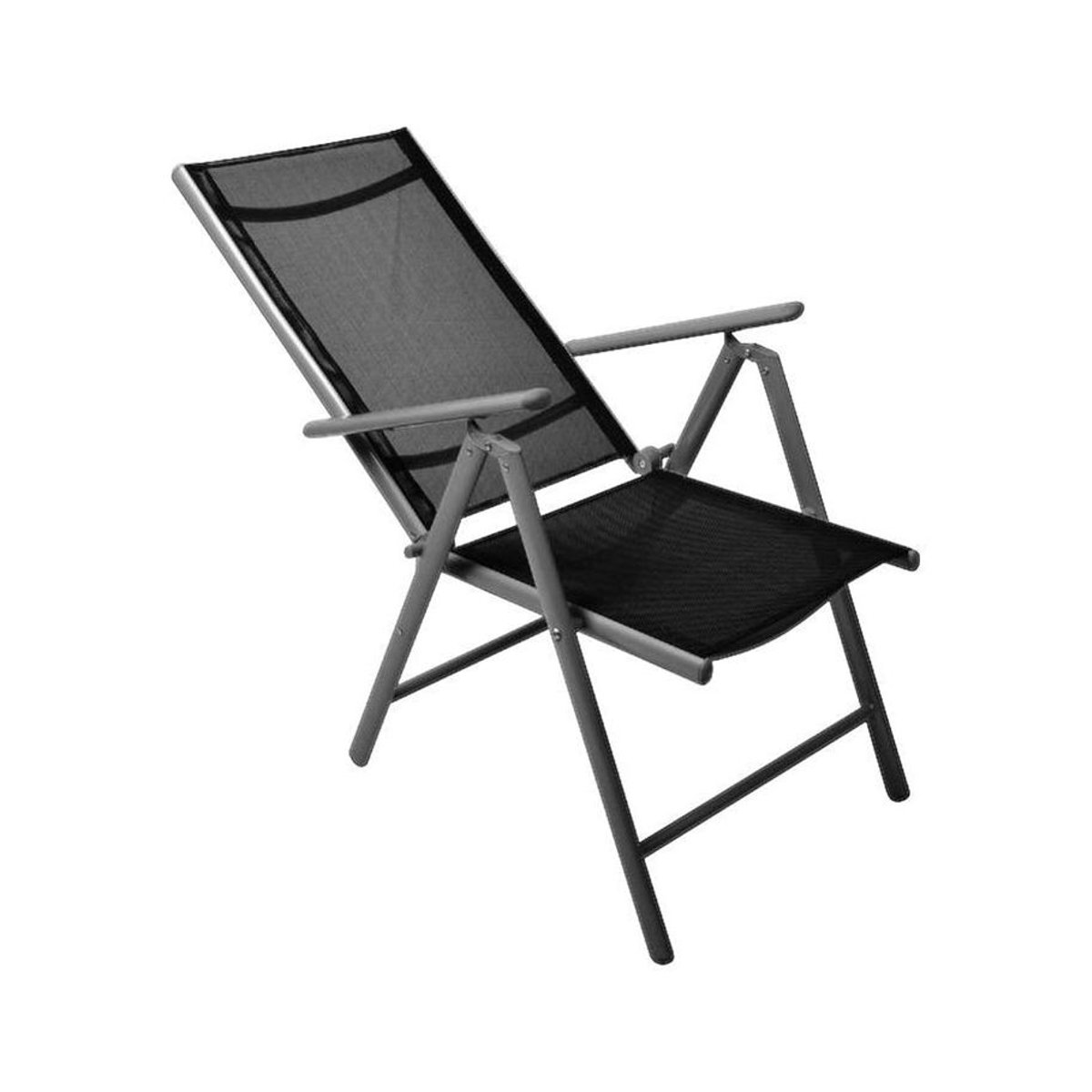 VCM 4er Set Klappstühle Gartenstühle aus Aluminium und Mesh in Schwarz und Grau, B/H/T: 56 x 105 x 65 cm - Bild 3