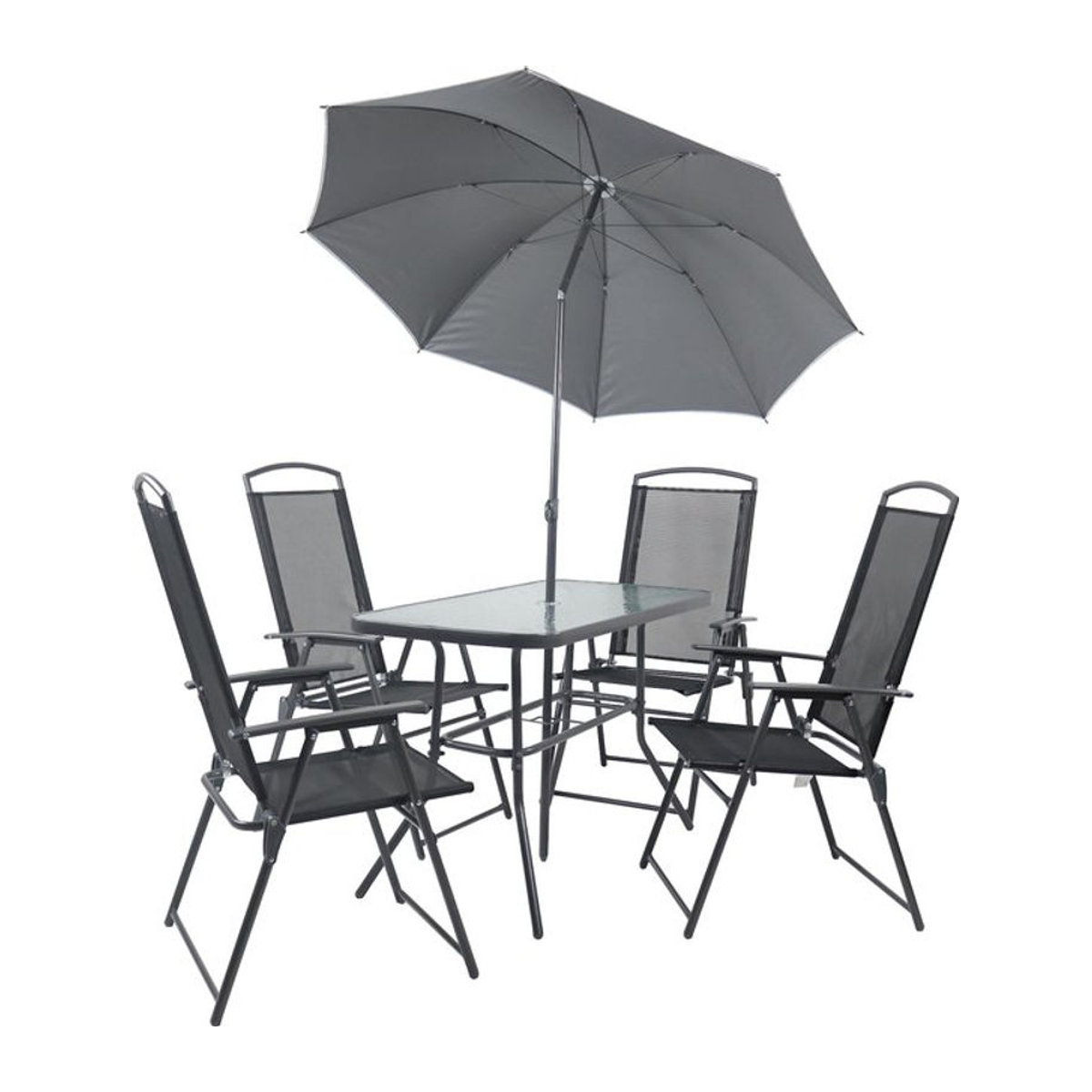 VCM 5-tlg Gartenmöbel-Set Anthrazit aus Metall und Glas mit Tisch und 4 Stühlen, Tisch Maße H: 70 cm, B: 110 cm, T: 55 cm - Bild 1