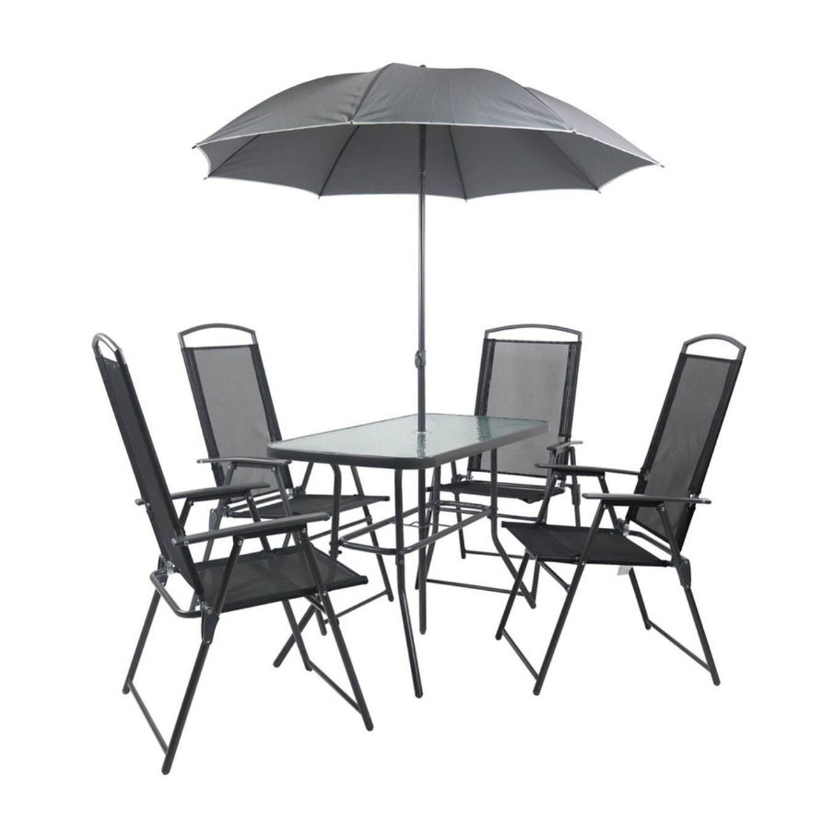 VCM 5-tlg Gartenmöbel-Set Anthrazit aus Metall und Glas mit Tisch und 4 Stühlen, Tisch Maße H: 70 cm, B: 110 cm, T: 55 cm - Bild 2