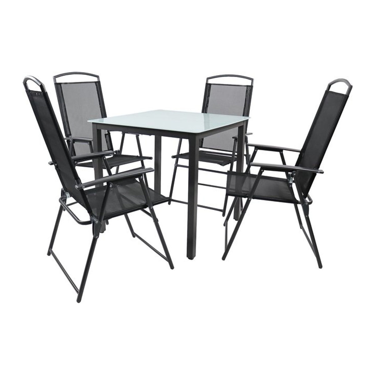 VCM 5-tlg Gartenmöbel-Set Essgruppe aus Aluminium und Glas in Anthrazit/Schwarz mit Tisch und 4 Hochlehner-Stühlen, Tisch Maße H: 76 cm, B: 80 cm, T: 80 cm - Bild 1