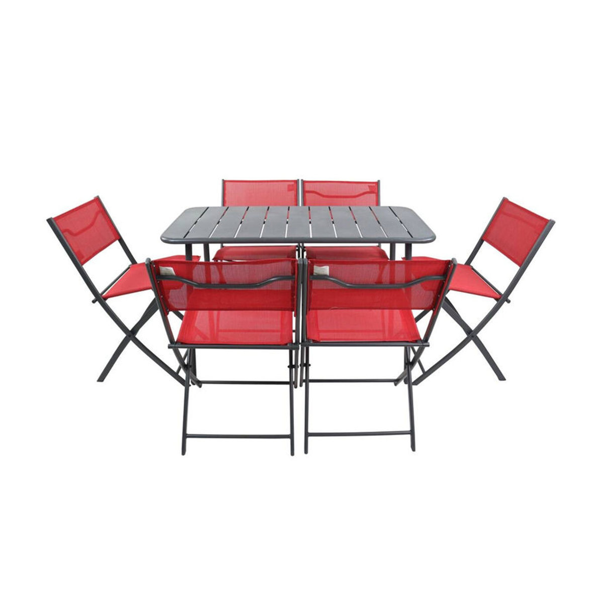 VCM 7-teiliges Balkonmöbel Set Sumila in Rot aus Metall und Stoff für Balkon und Terrasse - Bild 2