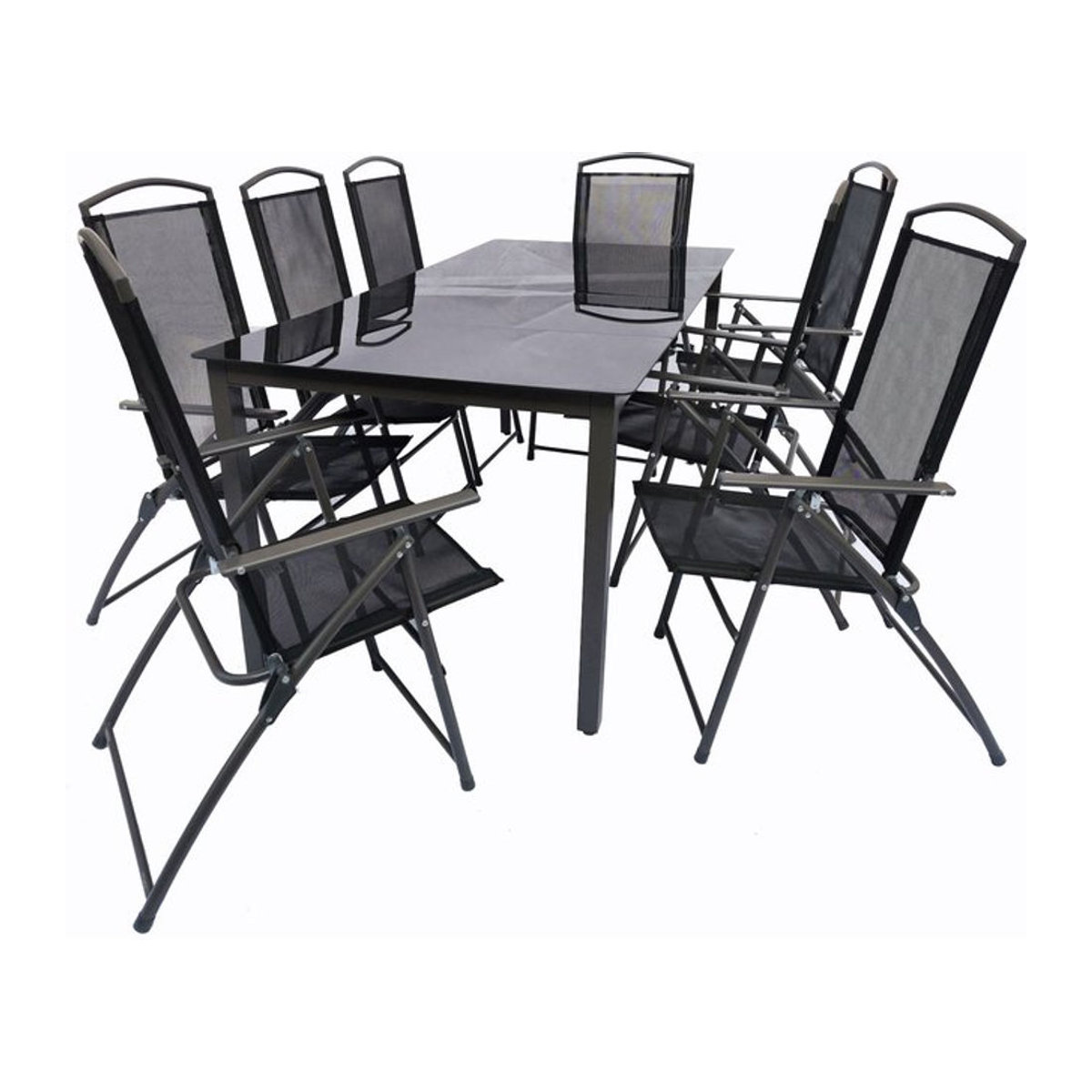 VCM 9-teiliges Gartenmöbel Set Essgruppe in Anthrazit und Schwarz aus Aluminium und Glas mit Tisch und 8 Stühlen, Tisch Maße H: 76 cm, B: 189 cm, T: 90 cm - Bild 1