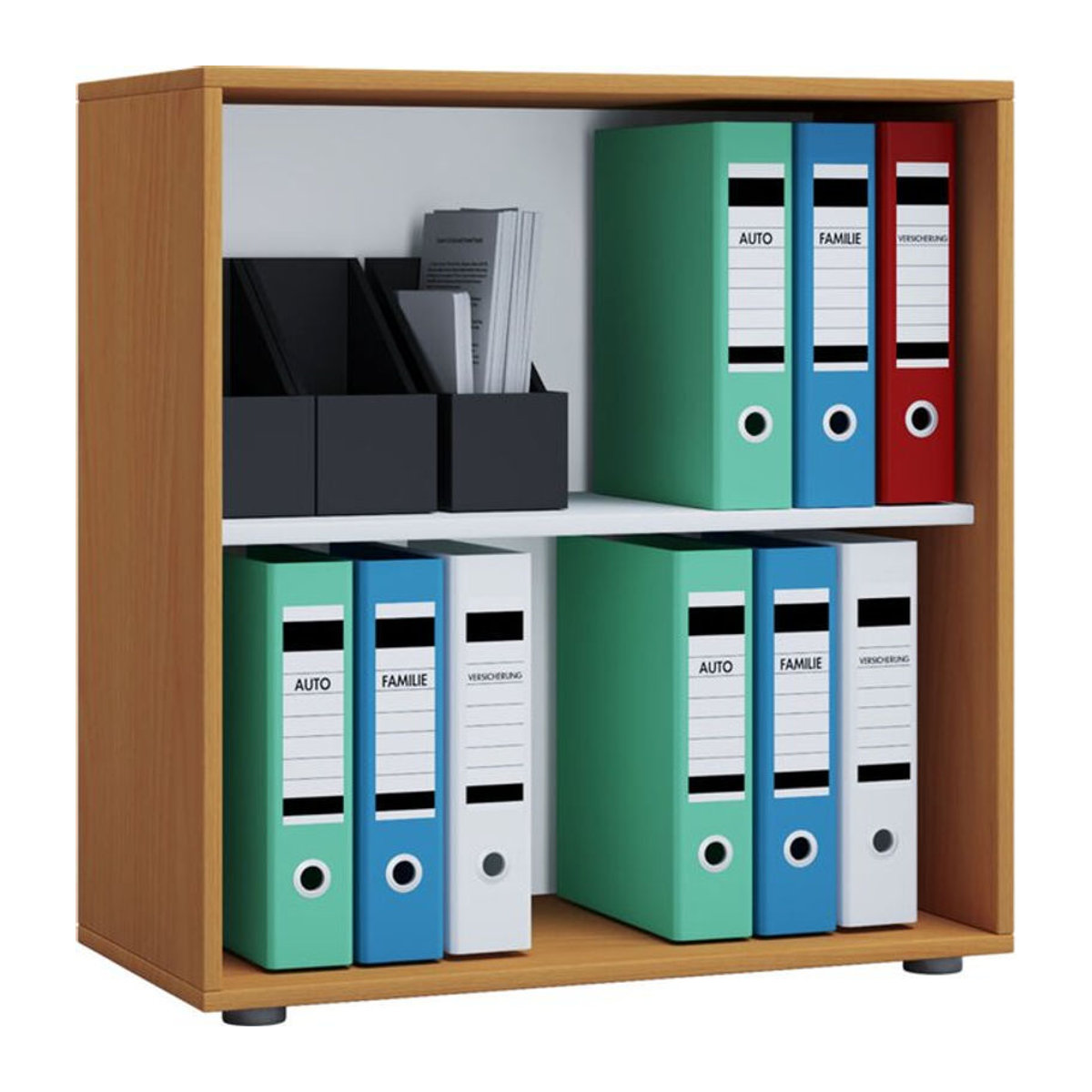 VCM Aktenregal Lona 2f aus Holz in Buche und Weiß, B/H/T: 70 x 74 x 37 cm - Bild 1