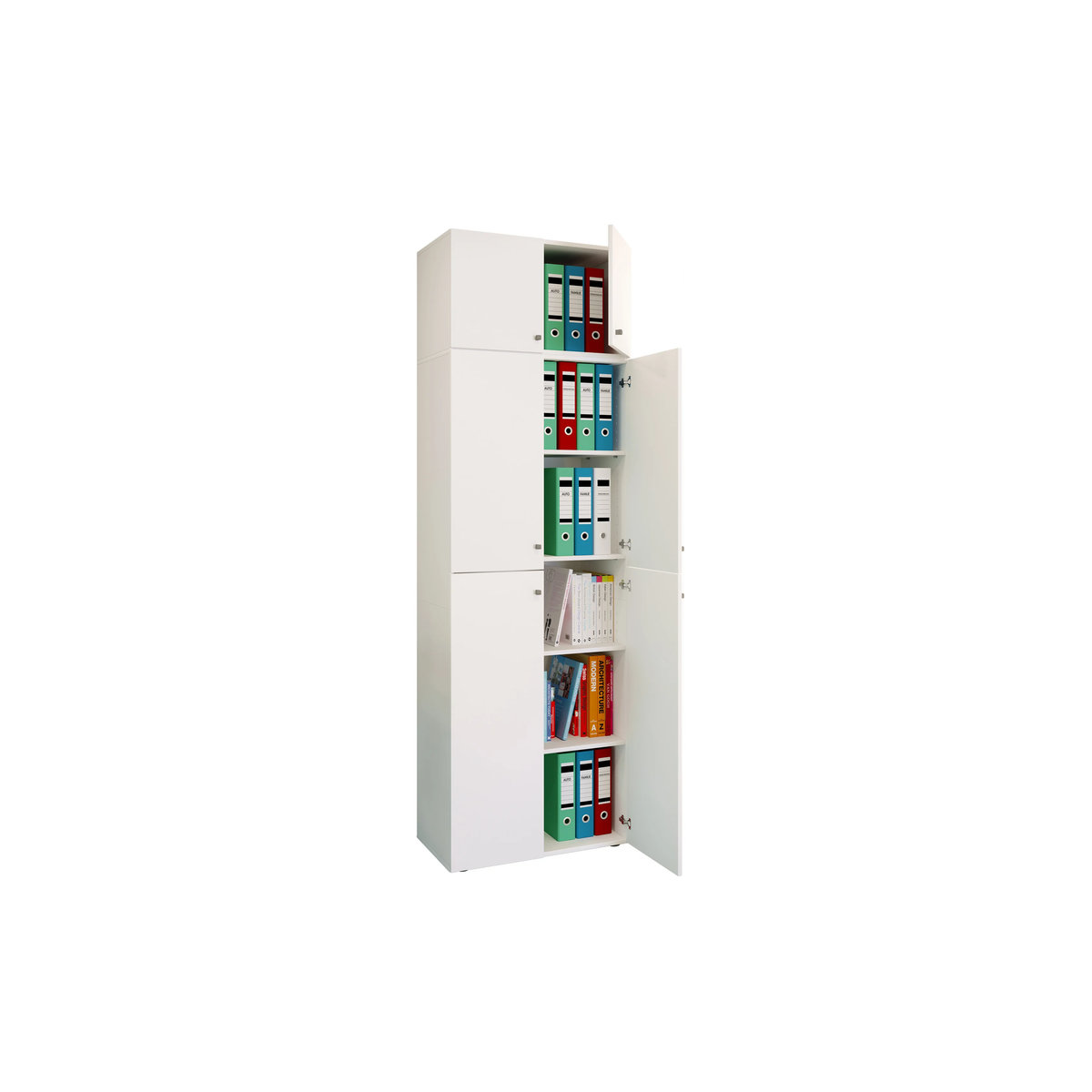 VCM Aktenschrank Lona in Weiß mit Drehtüren und Aufsatz, B/H/T: 70 x 223 x 39 cm - Bild 2