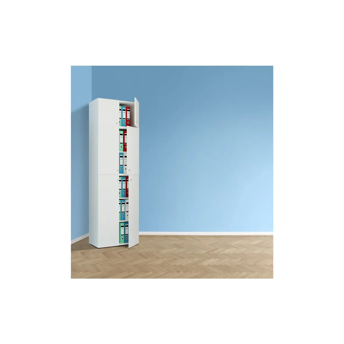 VCM Aktenschrank Lona in Weiß mit Drehtüren und Aufsatz, B/H/T: 70 x 223 x 39 cm - Bild 3