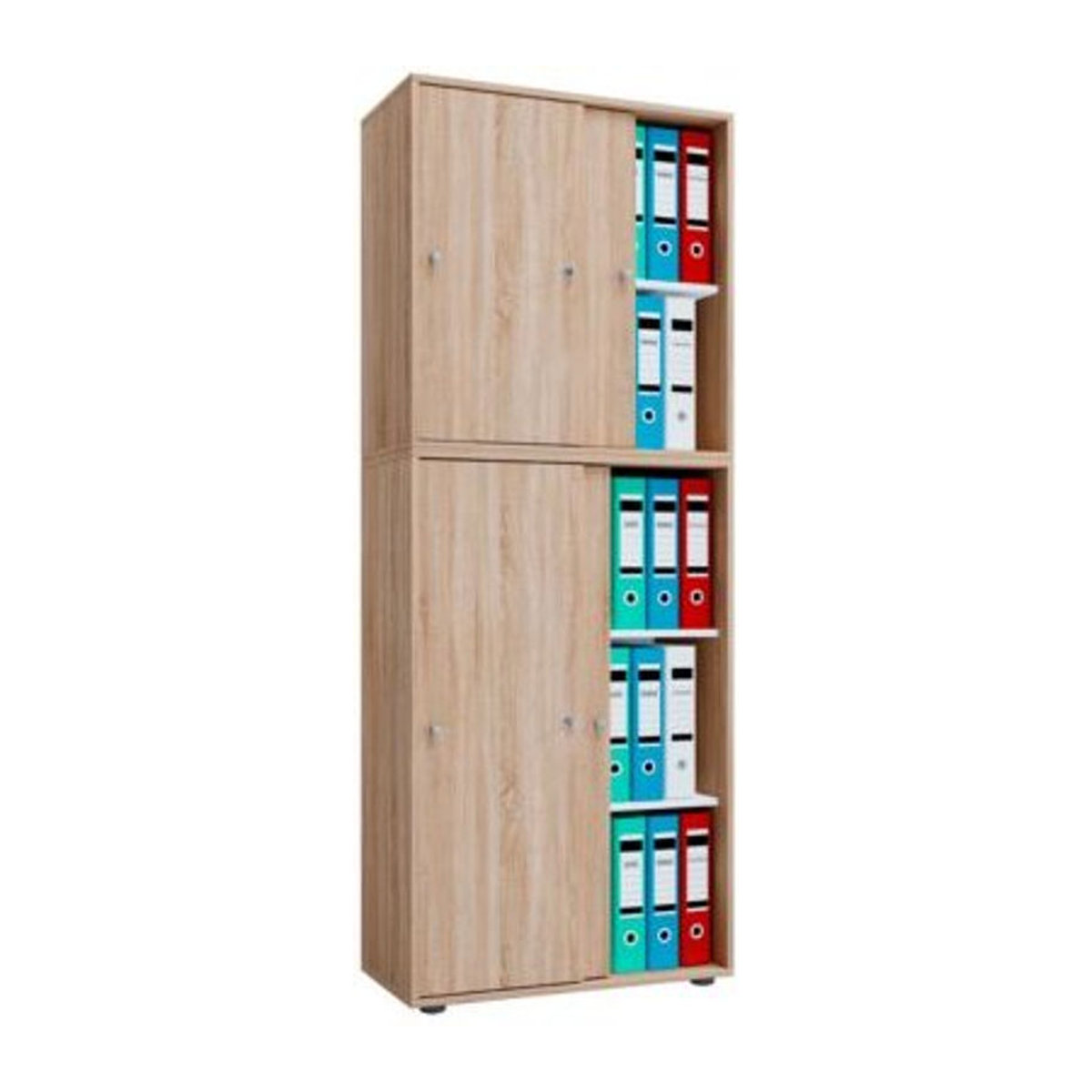 VCM Aktenschrank Lona XXL mit Schiebetüren aus Holzwerkstoff, B/T/H: 70 x 37 x 184 cm, Weiß, Braun oder Eiche Natur - Bild 3