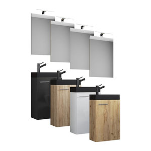 VCM Badezimmer Set Slito SP-BL 3-teilig mit Waschtisch und Spiegel für das Gäste-WC
