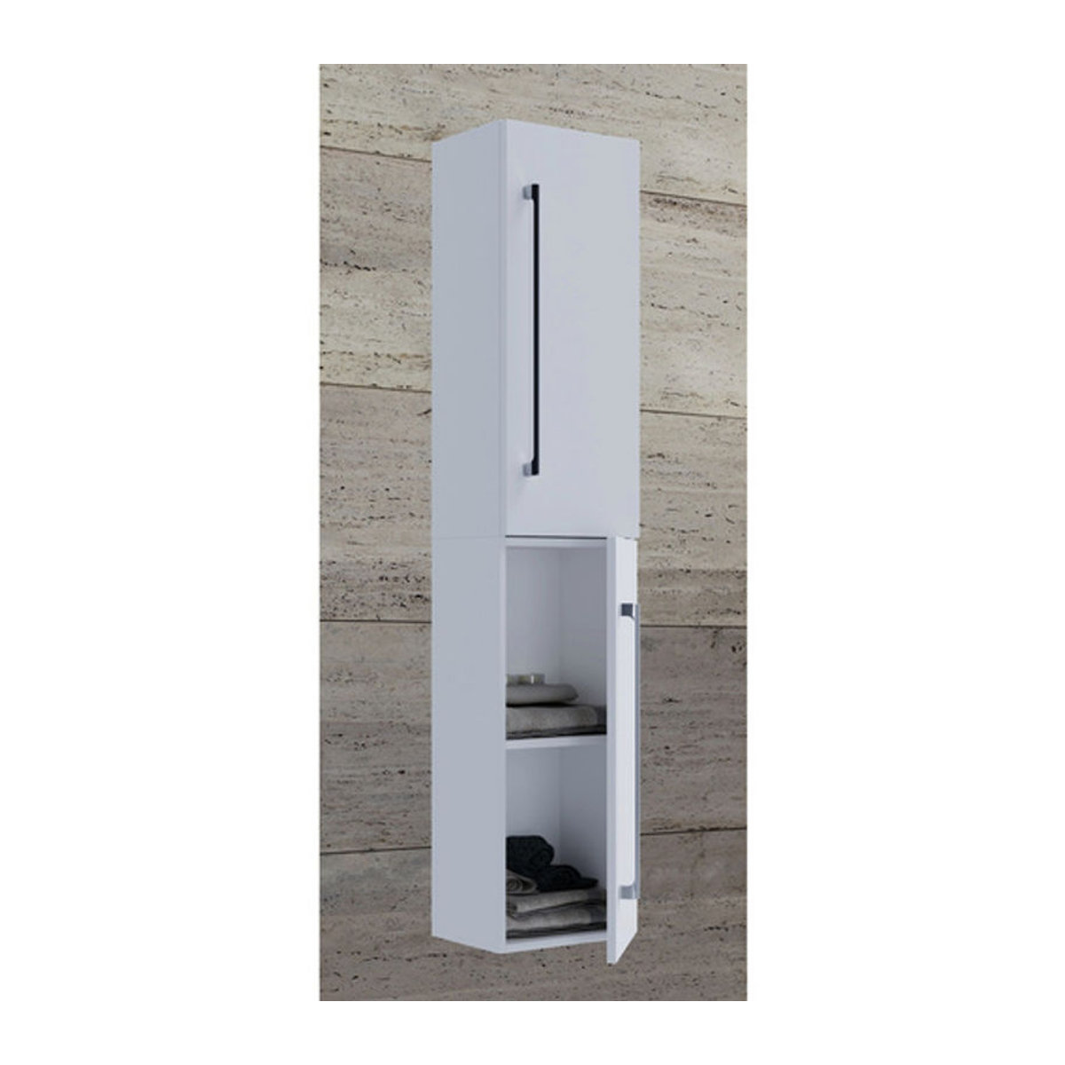 VCM Badinos Badezimmerschrank in Weiß mit Drehtüren, B/H/T: 33 x 150 x 22 cm - Bild 2