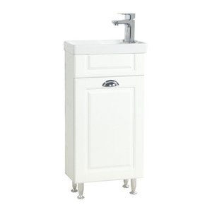 VCM Badmöbel Set Casalo M in Landhaus Stil mit Keramik-Waschtisch für das Gäste WC in Weiß