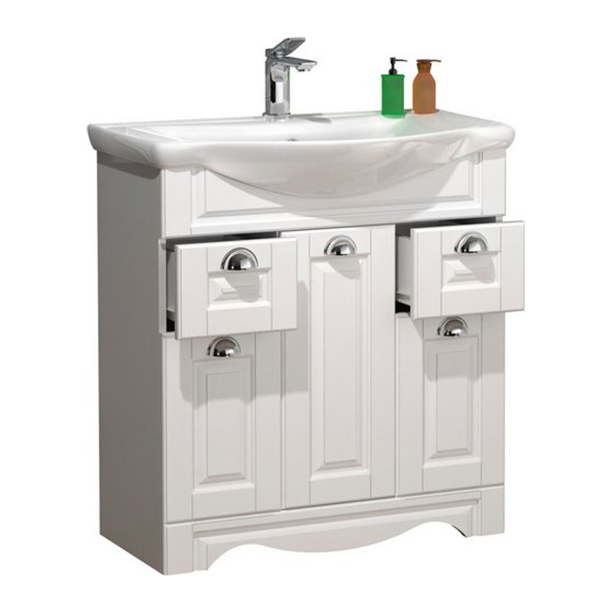 VCM Badmöbel-Set Casalo XL in Weiß mit Waschbecken und Unterschrank im Landhaus-Stil, B/H/T: 75 x 81 x 45 cm - Bild 1