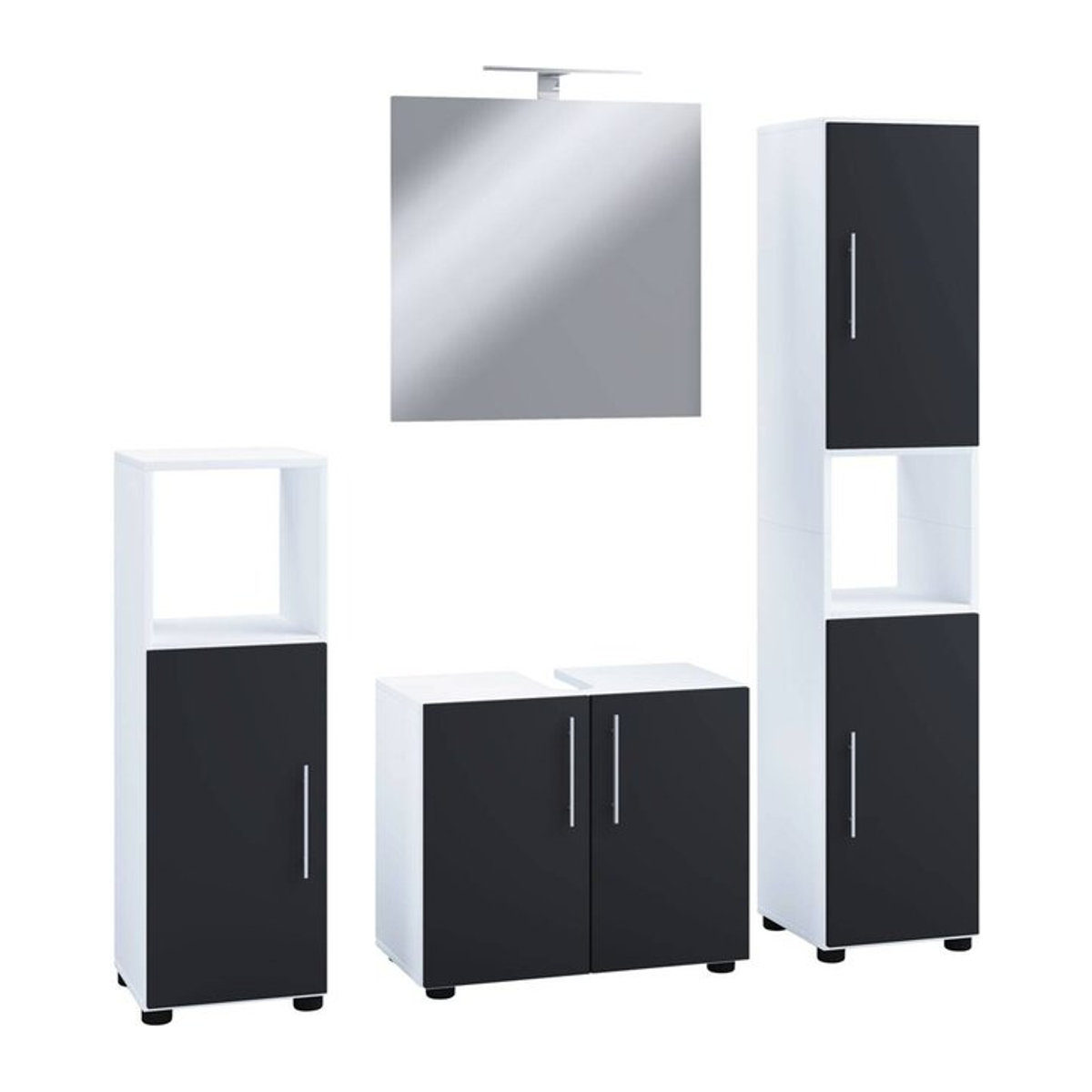 VCM Badmöbel-Set Flandu 4-teilig in Schwarz/Weiß mit Spiegel B/H/T: 60 x 160 x 30 cm - Bild 3