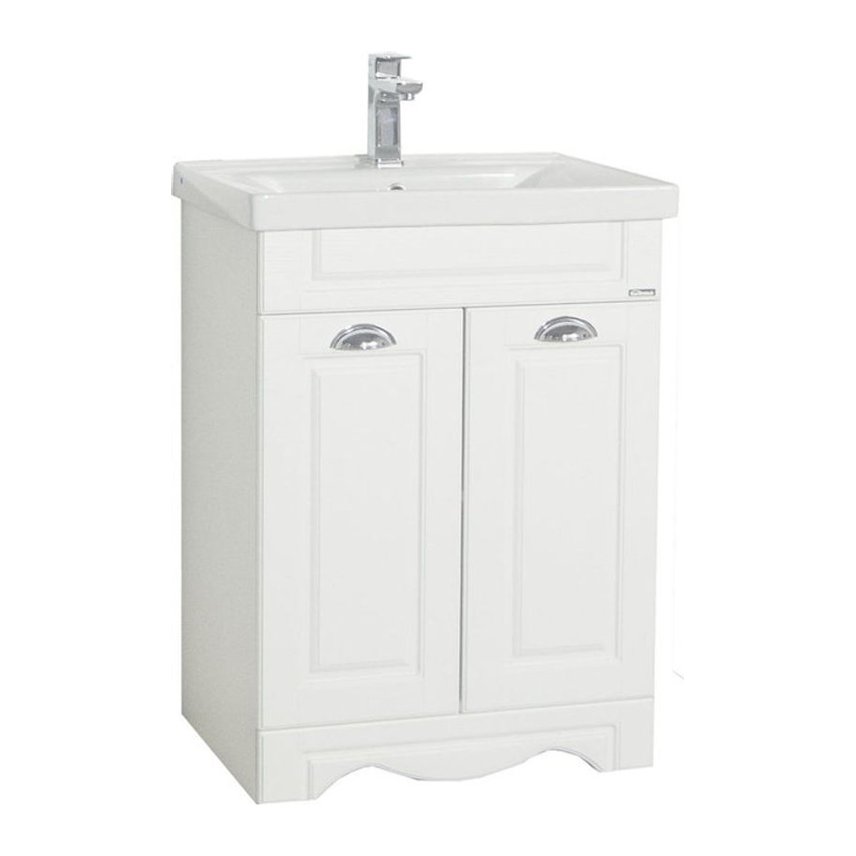 VCM Badmöbel Set Landhaus Casalo L in Weiß, 2-tlg. freistehender Waschplatz mit Keramik-Waschtisch, Breite: 60 cm - Bild 1