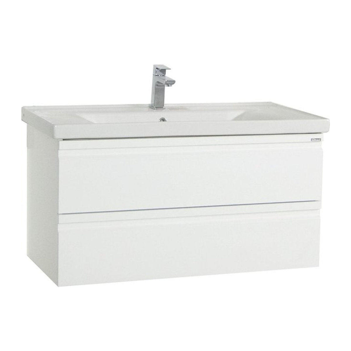 VCM Badmöbel Set Silora XL in Weiß mit Keramik-Waschtisch und Unterschrank mit grifflosen Schubladen, Breite: 100 cm - Bild 1