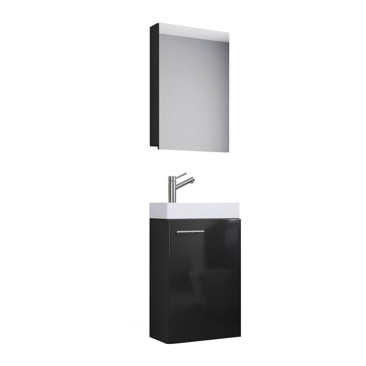 VCM Badmöbel-Set Slito in Schwarz mit Spiegelschrank und Unterschrank, B/H/T: 41 x 130 x 22 cm - Bild 1