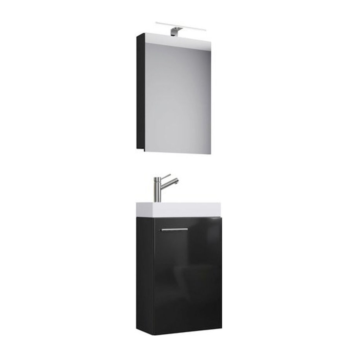 VCM Badmöbel-Set Slito in Schwarz mit Spiegelschrank und Unterschrank, B/H/T: 41 x 130 x 22 cm - Bild 4