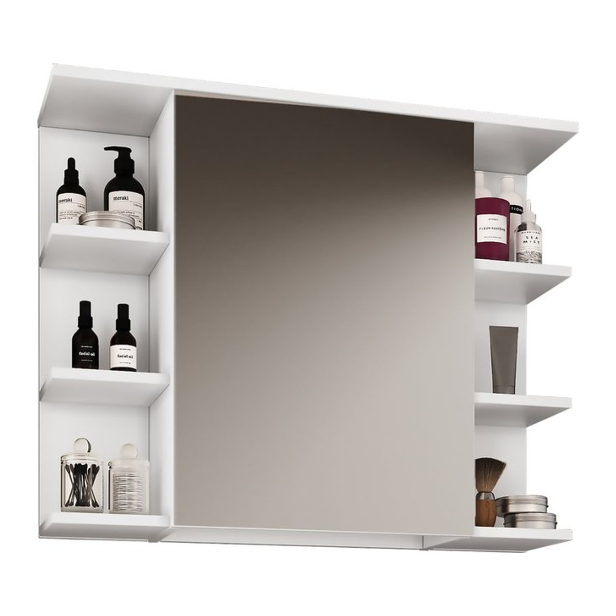 VCM Badschrank Zalo Spiegelschrank modern in Weiß mit Glas, H x B x T: 64 x 80 x 21 cm - Bild 1