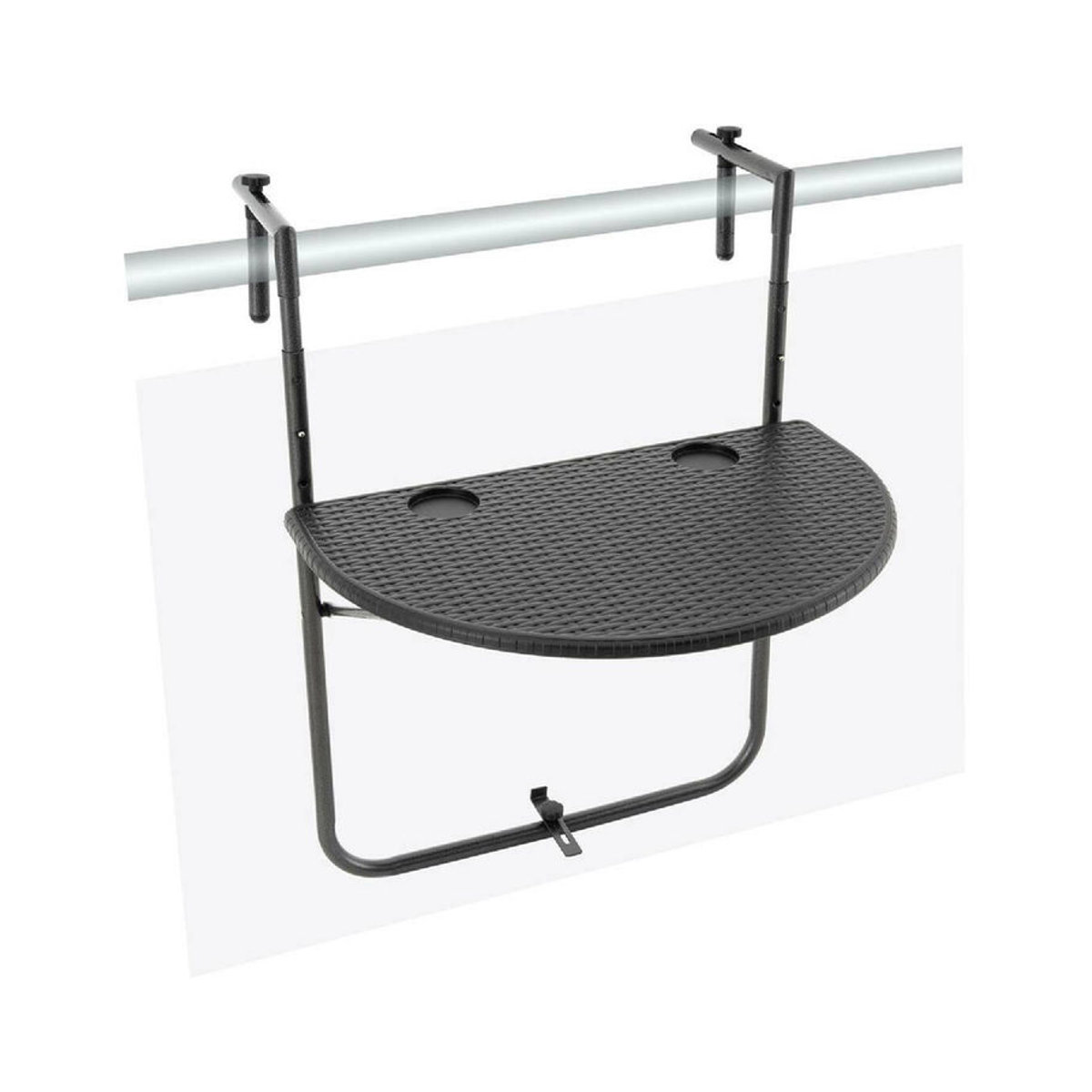 VCM Balkonhängetisch aus Polyrattan in Schwarz B/H/T: 59 x 83 x 63 cm - Bild 2