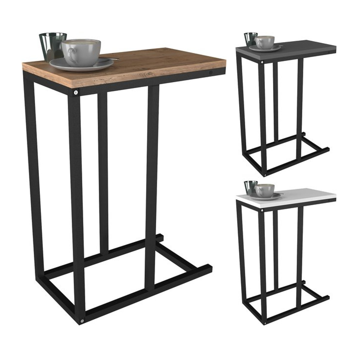 VCM Beistelltisch Insasi S aus Holz im Industrialstyle, Braun, H x B x T: 63 x 26 x 46 cm - Bild 1