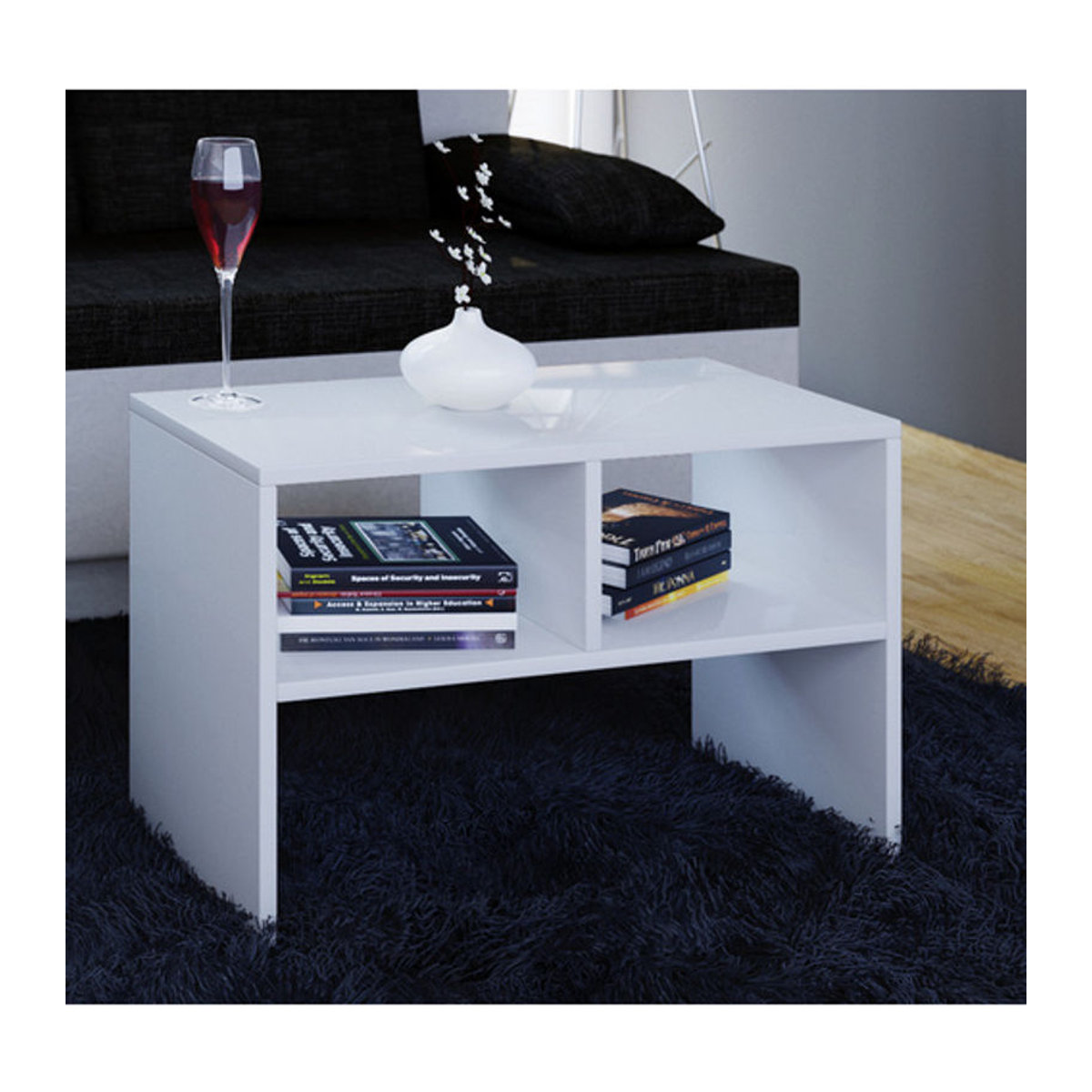 VCM Beistelltisch Nachto in Weiß, Rechteckig, Minimalistisches Design, B/H/T: 60 x 45 x 40 cm - Bild 2