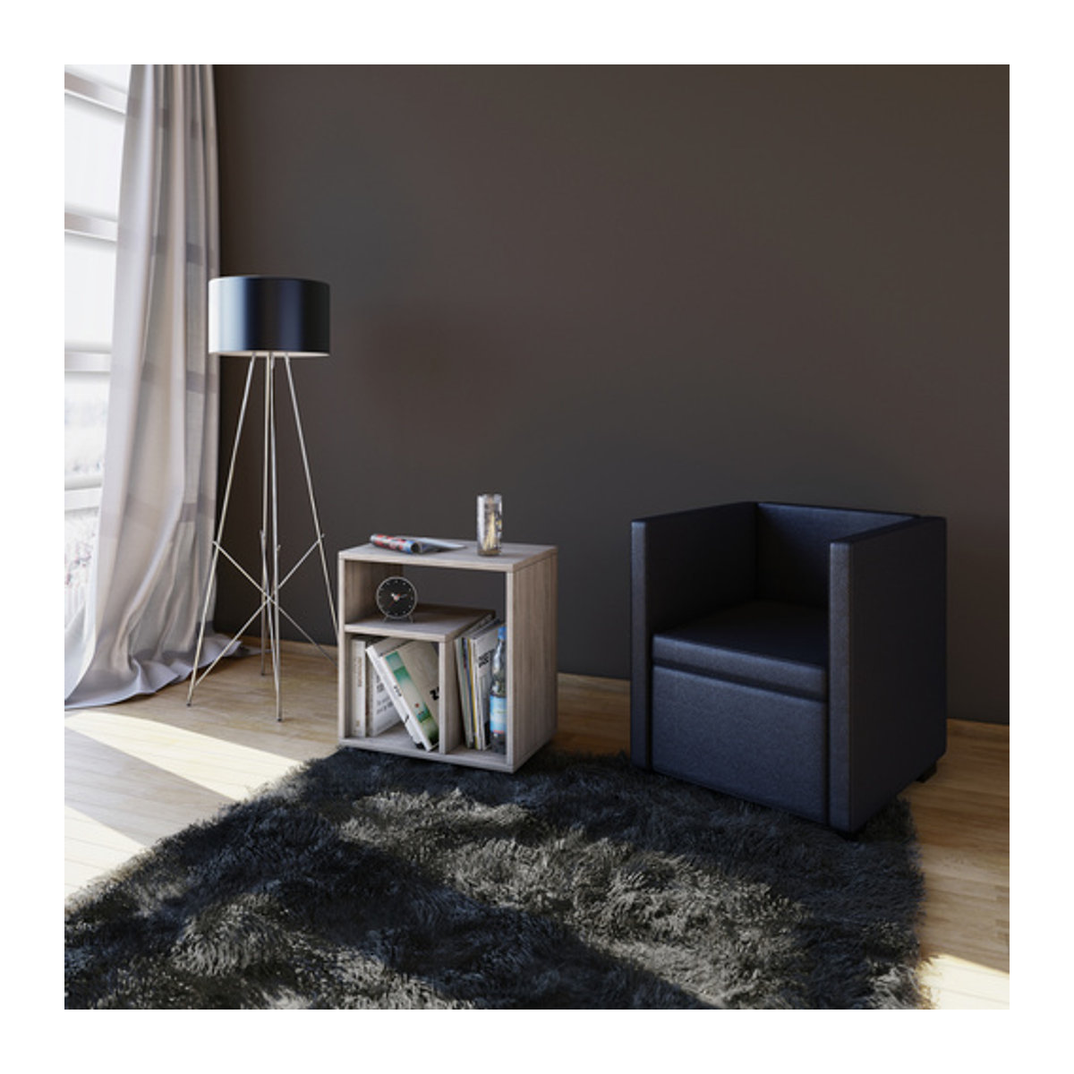 VCM Beistelltisch Zeito aus Holz in Braun, H x B x T: 55 x 50 x 30 cm - Bild 3
