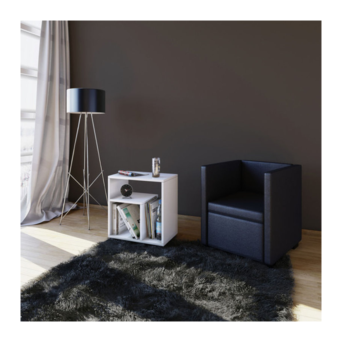 VCM Beistelltisch Zeito aus Holzwerkstoff in Weiß, H x B x T: 55 x 50 x 30 cm - Bild 3