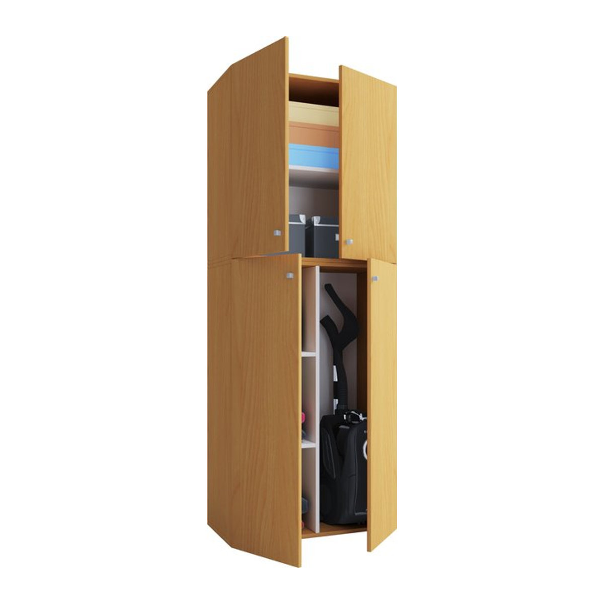 VCM Besenschrank Lona Putzschrank mit Drehtüren in Buche Nachbildung und Weiß B/H/T: 70 x 182 x 40 cm - Bild 2