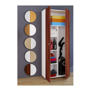 VCM Besenschrank mit 6 Fächern und Drehtüren, Mehrzweckschrank aus Metall in Weiß, B/T/H: 70 x 40 x 178 cm
