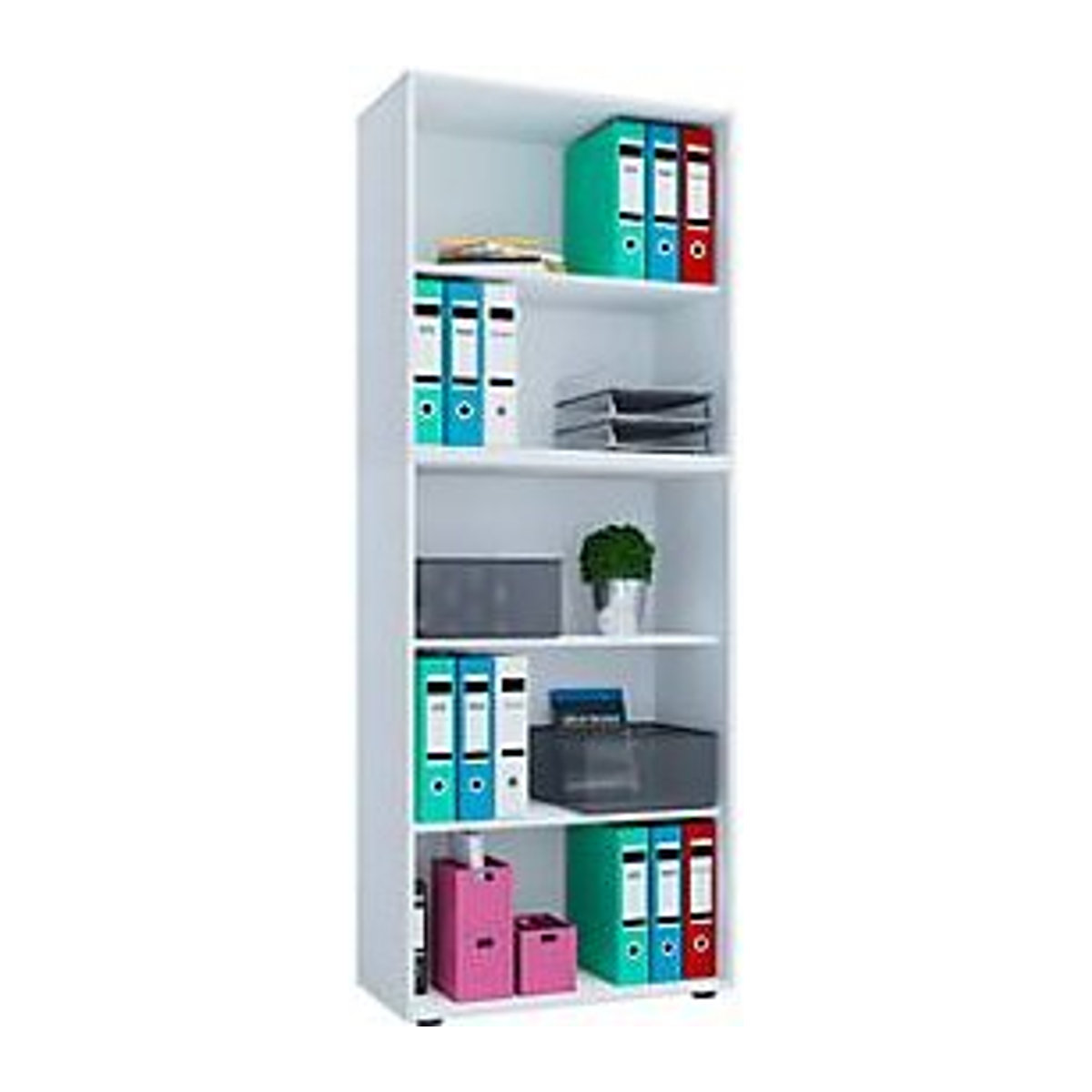 VCM Büroregal Lona Aktenregal aus Holz und Metall in Weiß, B: 70 cm, T: 40 cm, H: 178 cm - Bild 2