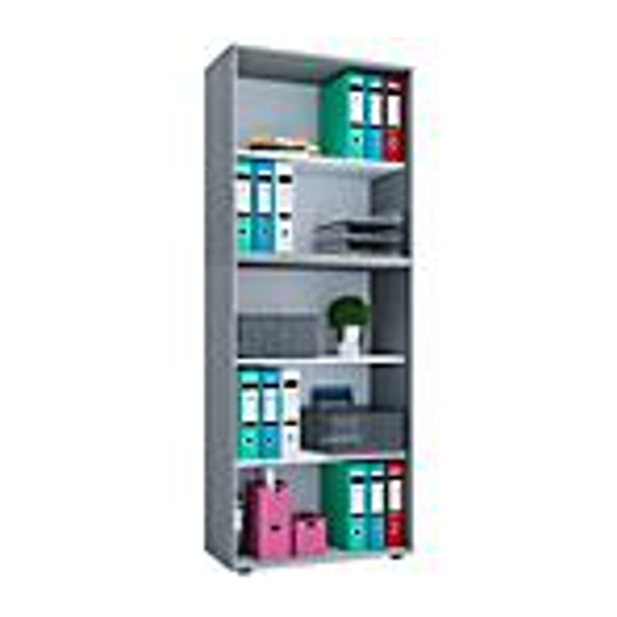 VCM Büroregal Lona Aktenregal aus Holzwerkstoff, Grau, B: 70 cm, T: 40 cm, H: 184 cm - Bild 4
