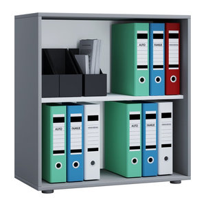 VCM Büroregal LONA L Aktenregal aus Holz in Grau, B: 70 cm, T: 40 cm, H: 74 cm