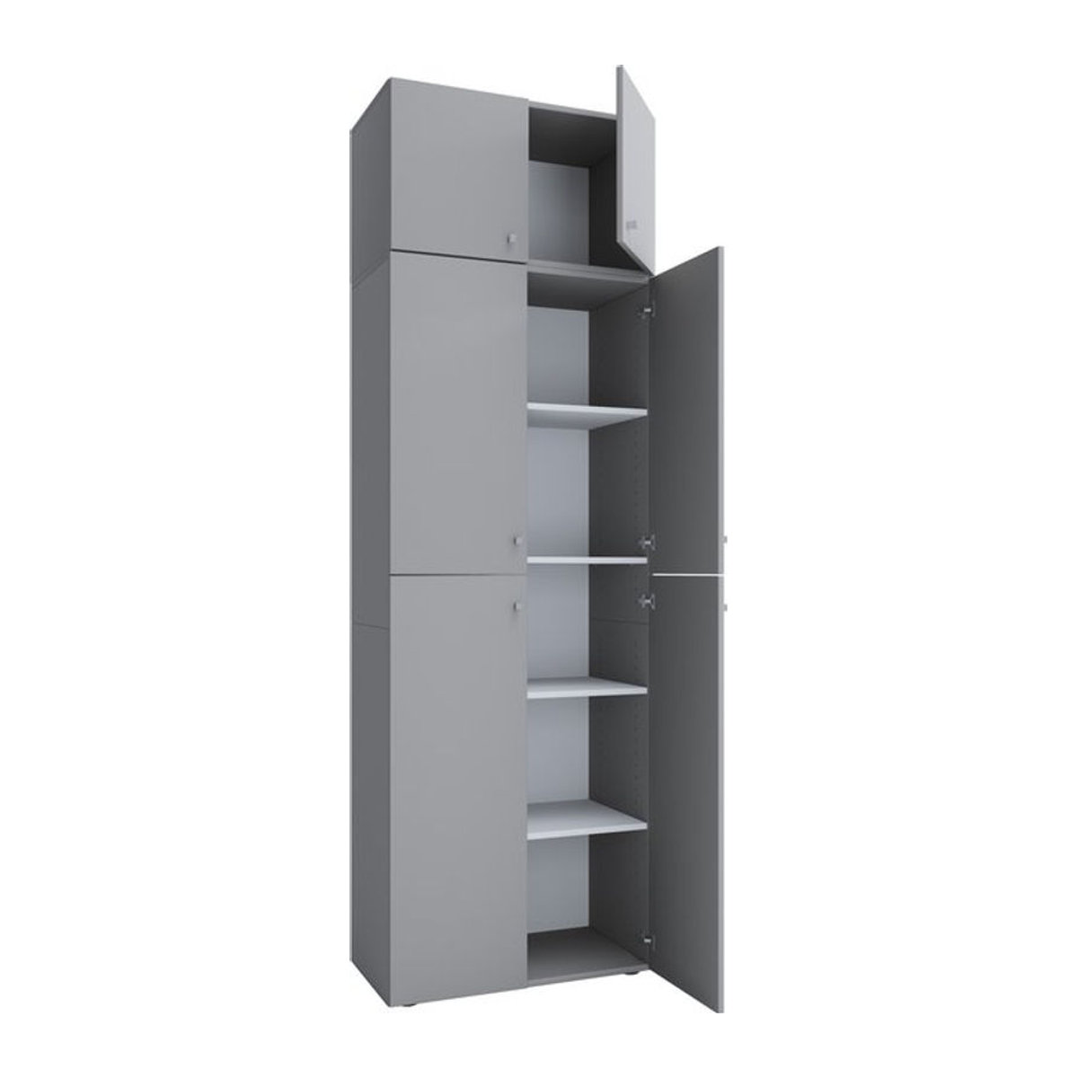 VCM Büroschrank Lona Aktenschrank mit Drehtüren und Aufsatz, Grau, B/T/H: 70 x 39 x 223 cm - Bild 1