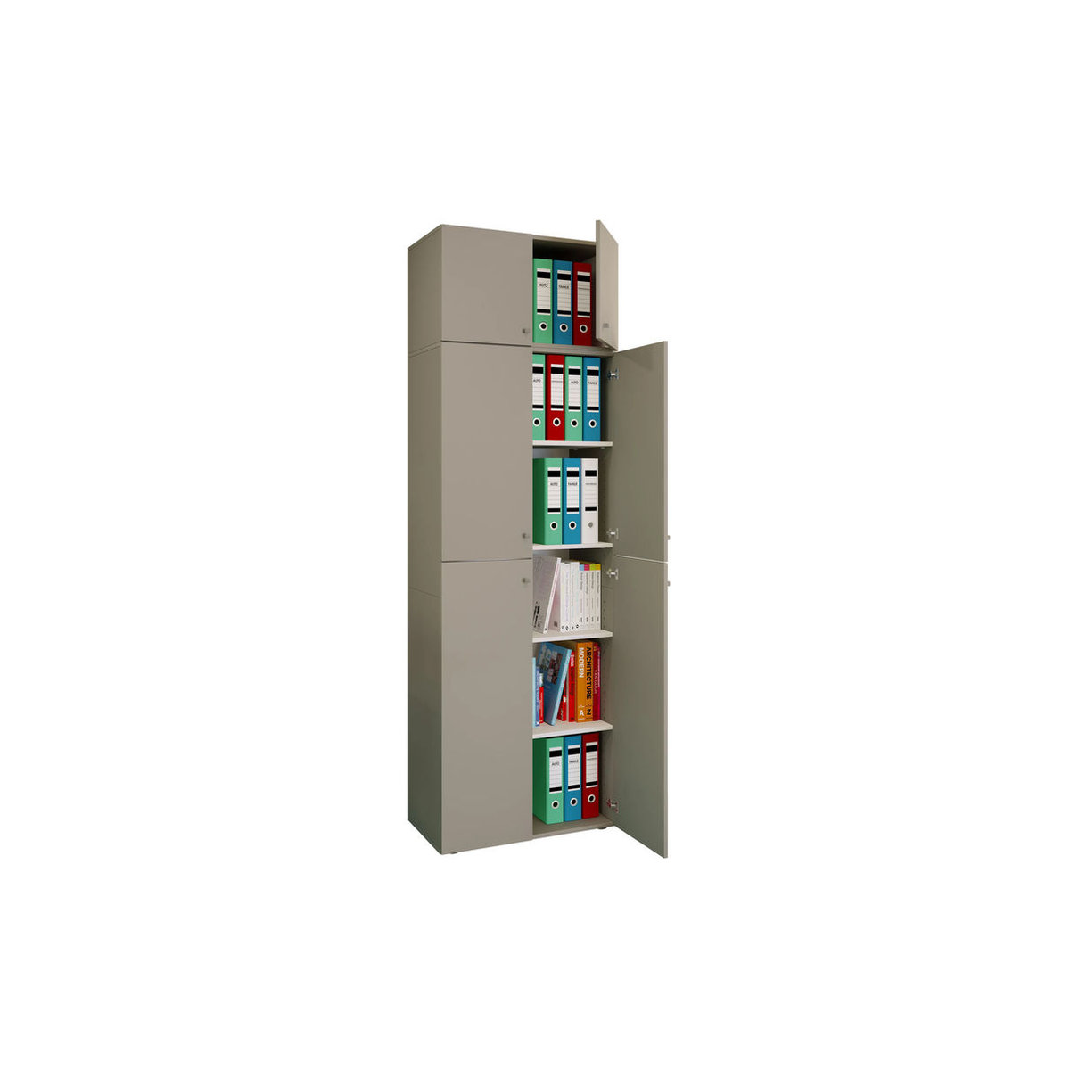 VCM Büroschrank Lona Aktenschrank mit Drehtüren und Aufsatz, Grau, B/T/H: 70 x 39 x 223 cm - Bild 2