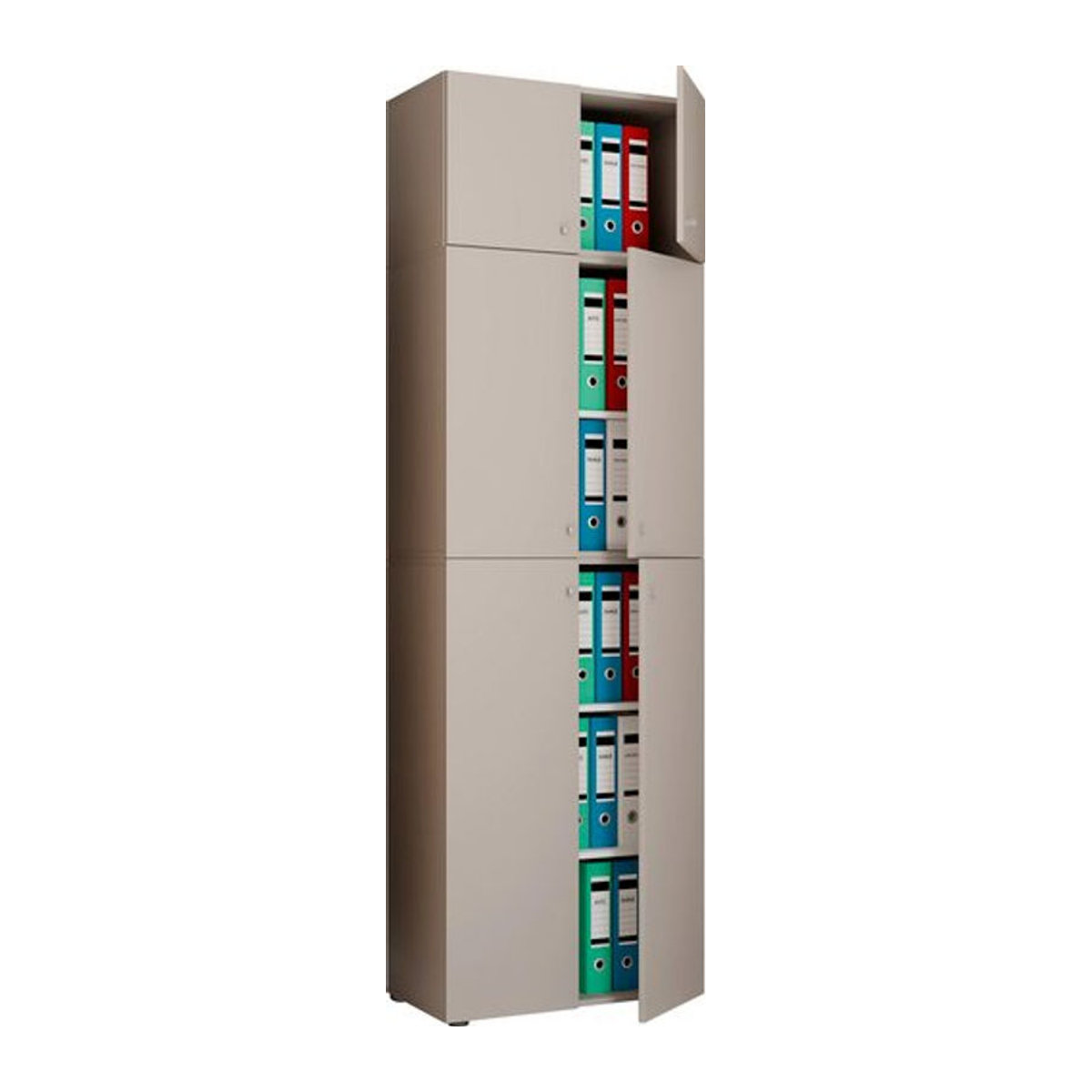 VCM Büroschrank Lona Aktenschrank mit Drehtüren und Aufsatz, Grau, B/T/H: 70 x 39 x 223 cm - Bild 3