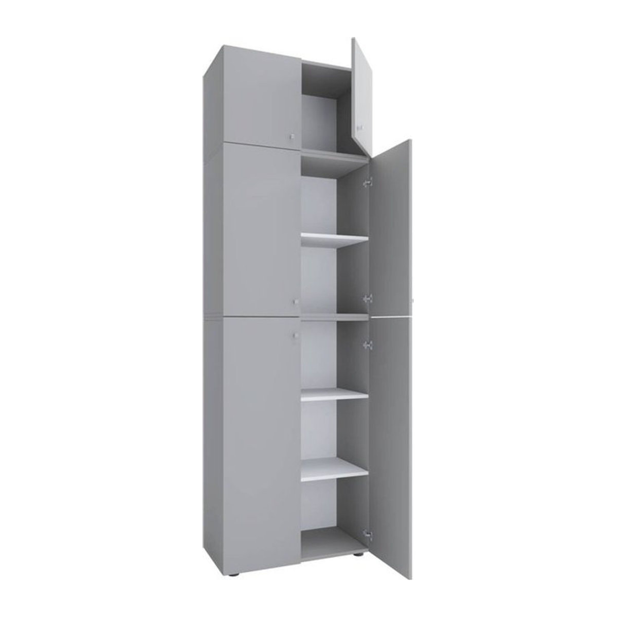 VCM Büroschrank Lona Aktenschrank mit Drehtüren und Aufsatz, Grau, B/T/H: 70 x 39 x 223 cm - Bild 5