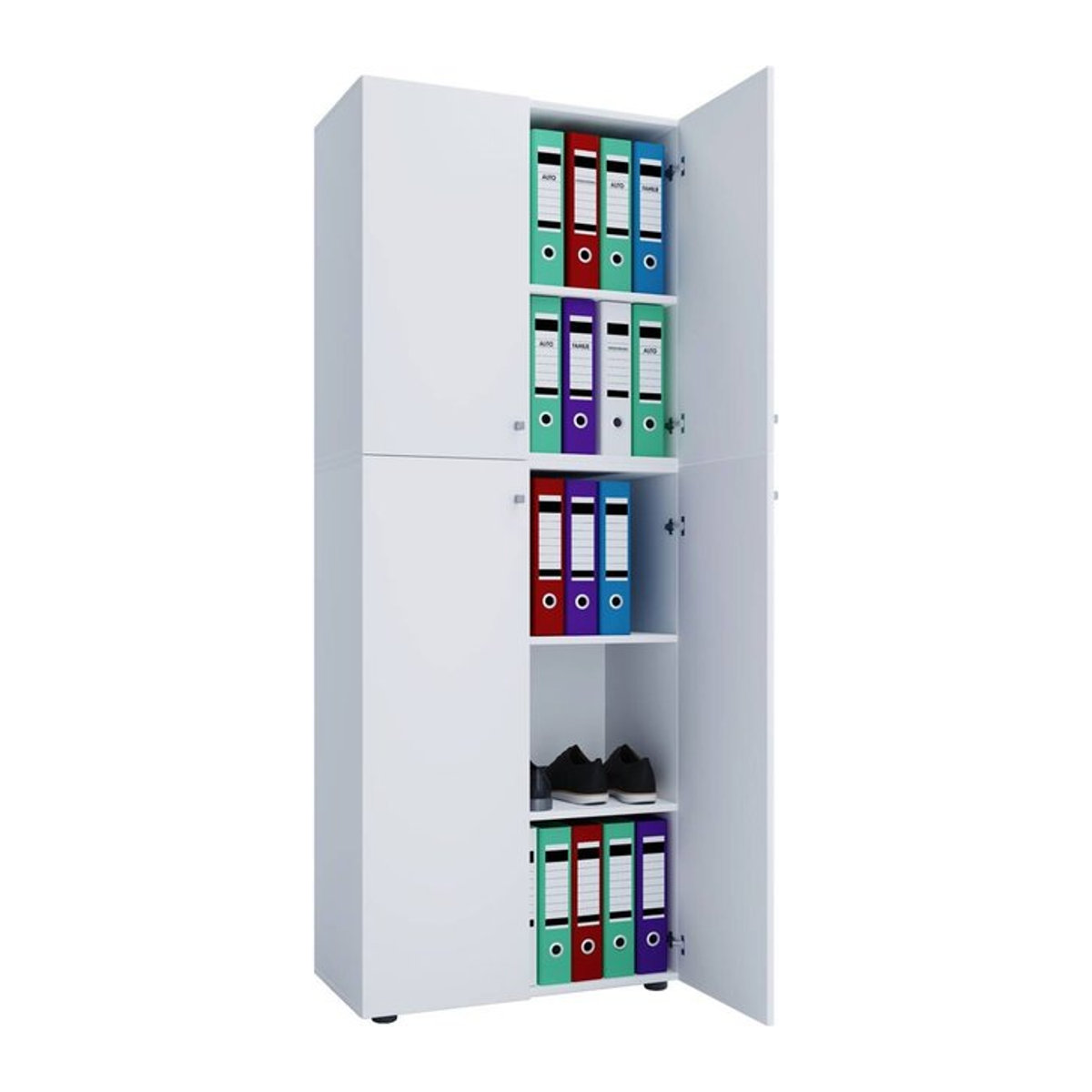 VCM Büroschrank Lona Aktenschrank mit Drehtüren Weiß B/H/T: 70 x 183 x 39 cm - Bild 3