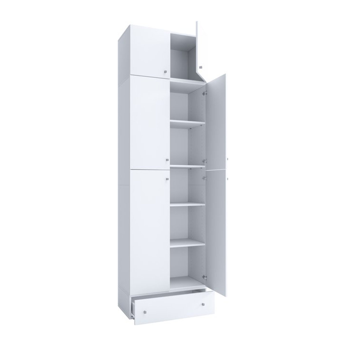 VCM Büroschrank Lona in Weiß mit 5 Fächern, Aufsatz, Schublade und Drehtüren, B/H/T: 70 x 240 x 39 cm - Bild 1