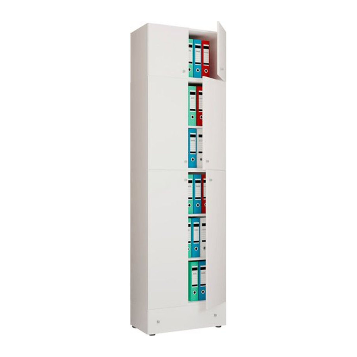 VCM Büroschrank Lona in Weiß mit 5 Fächern, Aufsatz, Schublade und Drehtüren, B/H/T: 70 x 240 x 39 cm - Bild 3