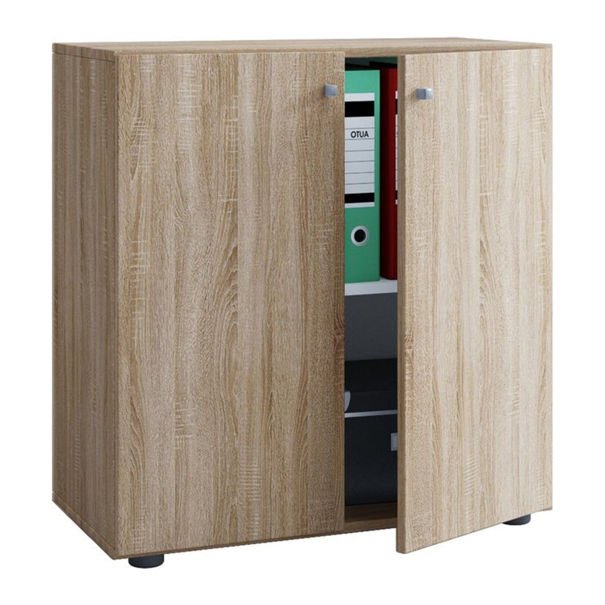 VCM Büroschrank Lona L in Eiche Sonoma und Weiß, B/H/T: 70 x 74 x 39 cm - Bild 1