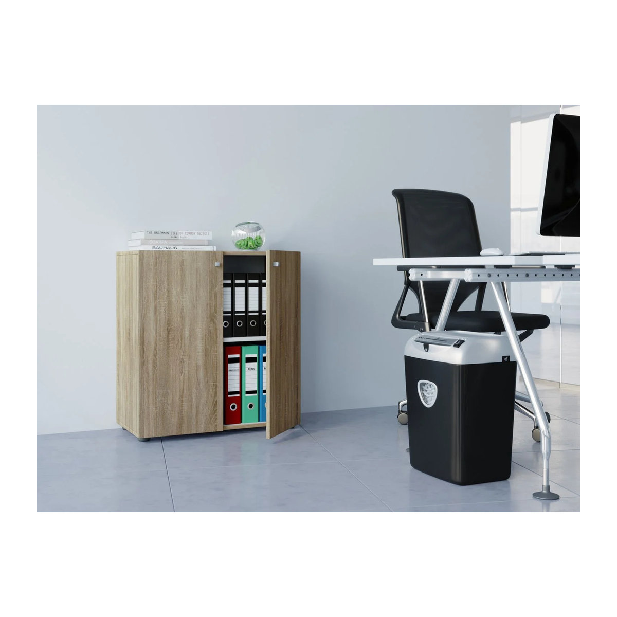 VCM Büroschrank Lona L in Eiche Sonoma und Weiß, B/H/T: 70 x 74 x 39 cm - Bild 2