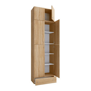 VCM Büroschrank Lona mit Aufsatz und Schublade, moderner Aktenschrank mit Drehtüren und verstellbaren Regalböden, B/H/T: 70 x 240 x 39 cm, Holzwerkstoff, Weiß/Braun