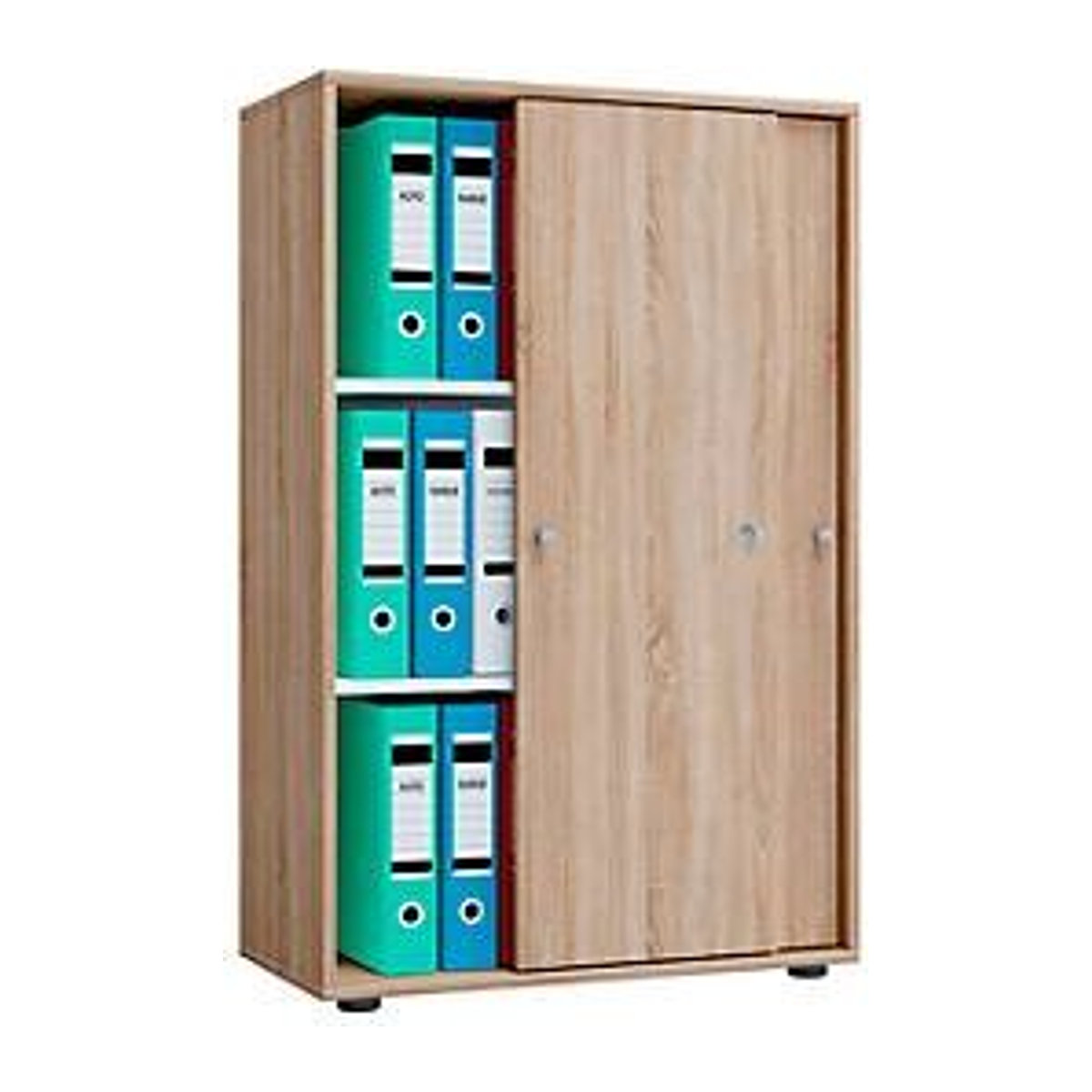 VCM Büroschrank Lona XL mit Schiebetüren, Sonoma Eiche, abschließbar, B/H/T: 70 x 110 x 37 cm - Bild 2