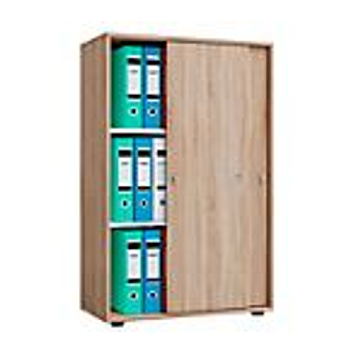VCM Büroschrank Lona XL mit Schiebetüren, Sonoma Eiche, abschließbar, B/H/T: 70 x 110 x 37 cm - Bild 3