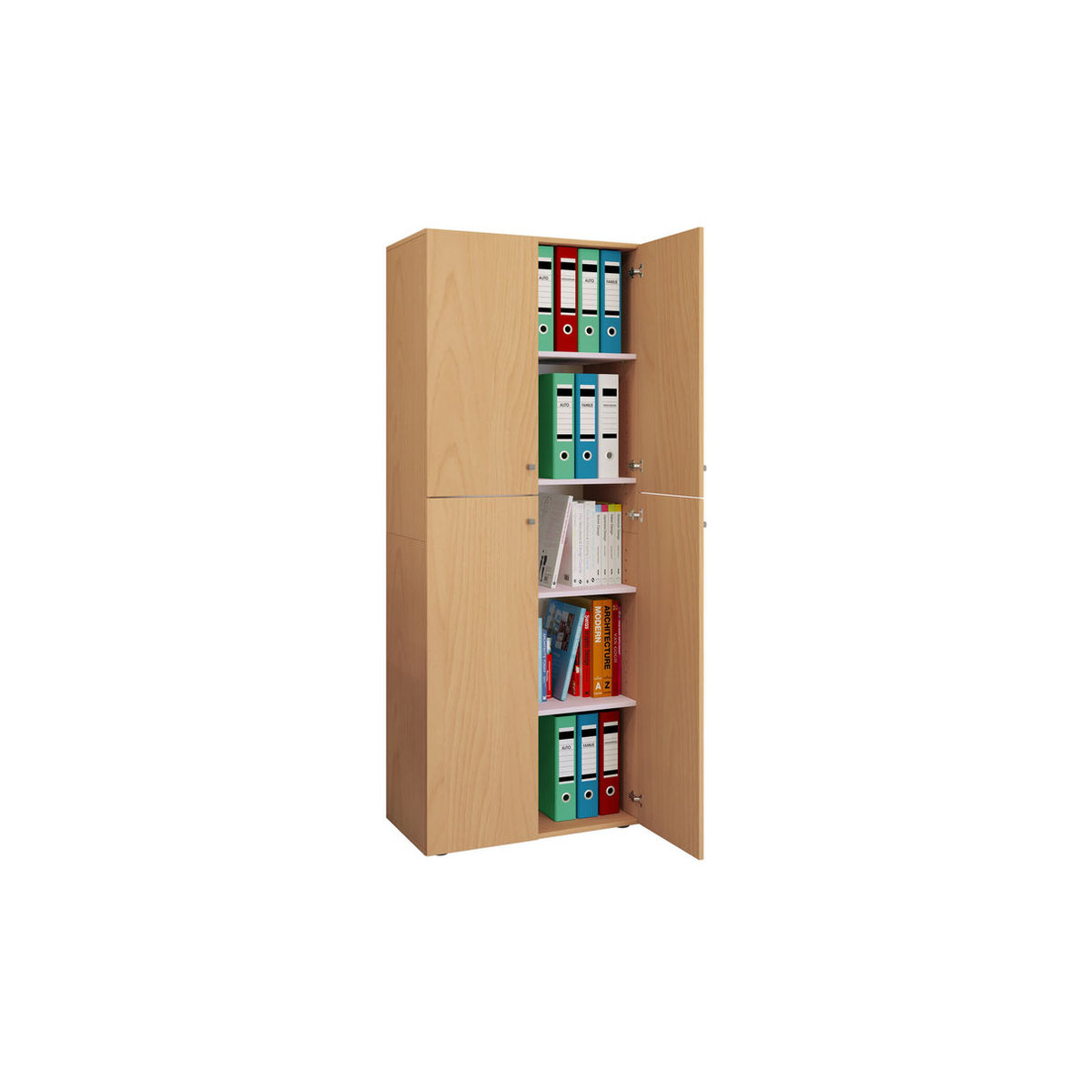 VCM Büroschrank Lona XXL Aktenschrank mit Drehtüren, Buche und Weiß, B/H/T: 70 x 183 x 39 cm - Bild 2