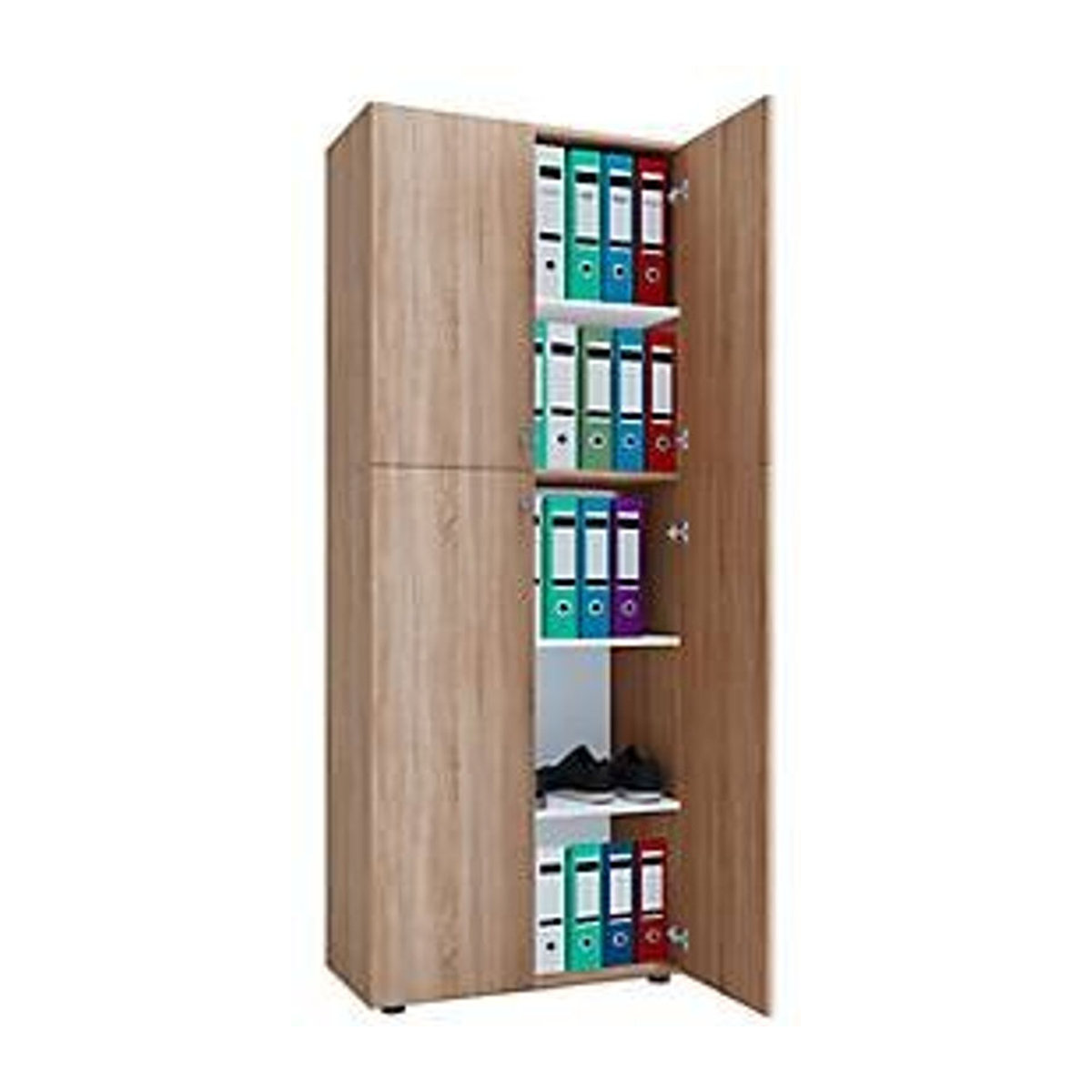 VCM Büroschrank Lona XXL Aktenschrank mit Drehtüren, Buche und Weiß, B/H/T: 70 x 183 x 39 cm - Bild 3