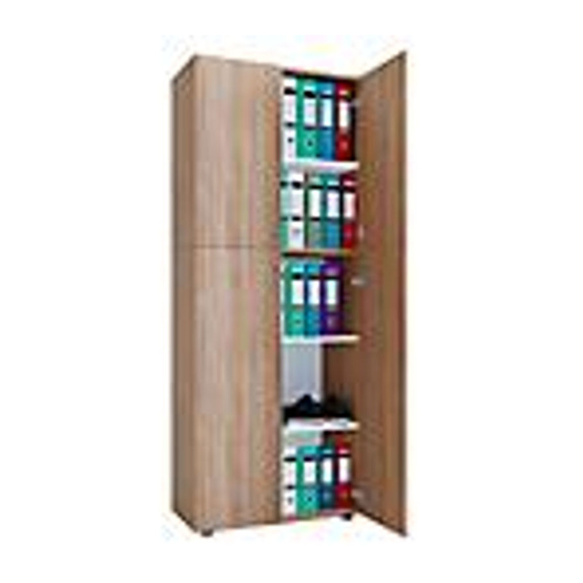 VCM Büroschrank Lona XXL Aktenschrank mit Drehtüren, Buche und Weiß, B/H/T: 70 x 183 x 39 cm - Bild 4