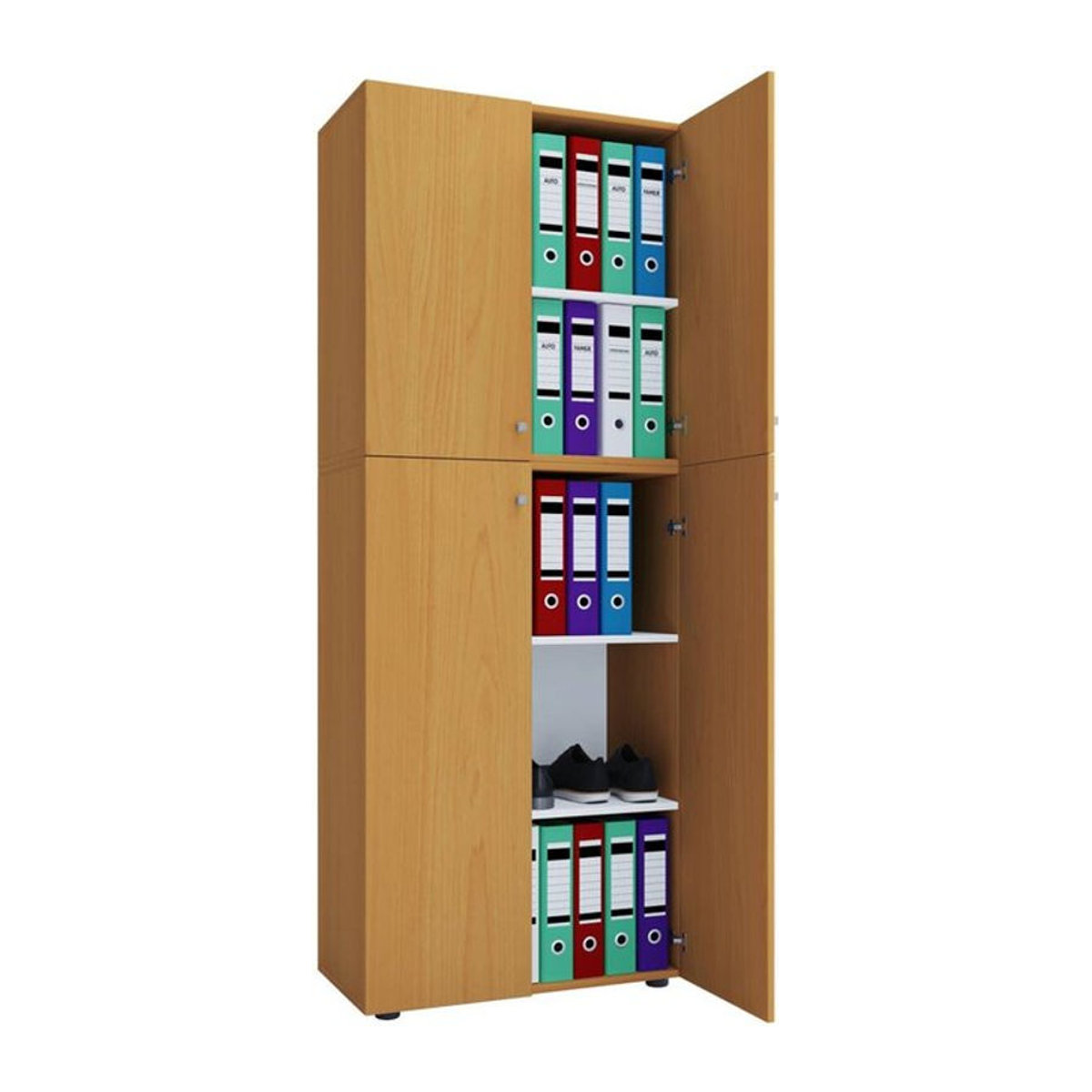 VCM Büroschrank Lona XXL Aktenschrank mit Drehtüren, Buche und Weiß, B/H/T: 70 x 183 x 39 cm - Bild 5